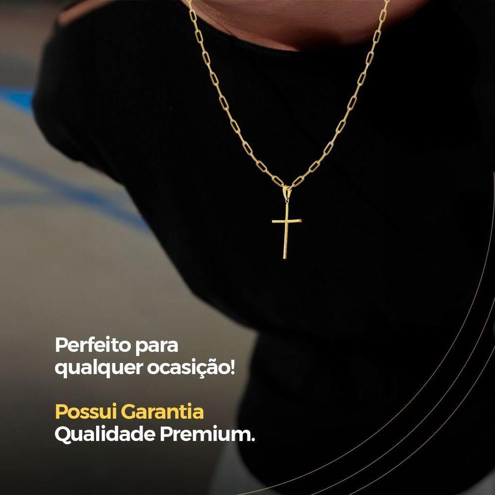 Corrente Banhada Aço Inox + Cordão Banhado Aço Inox + Pingente Crucifixo Social Qualidade Premium - 3