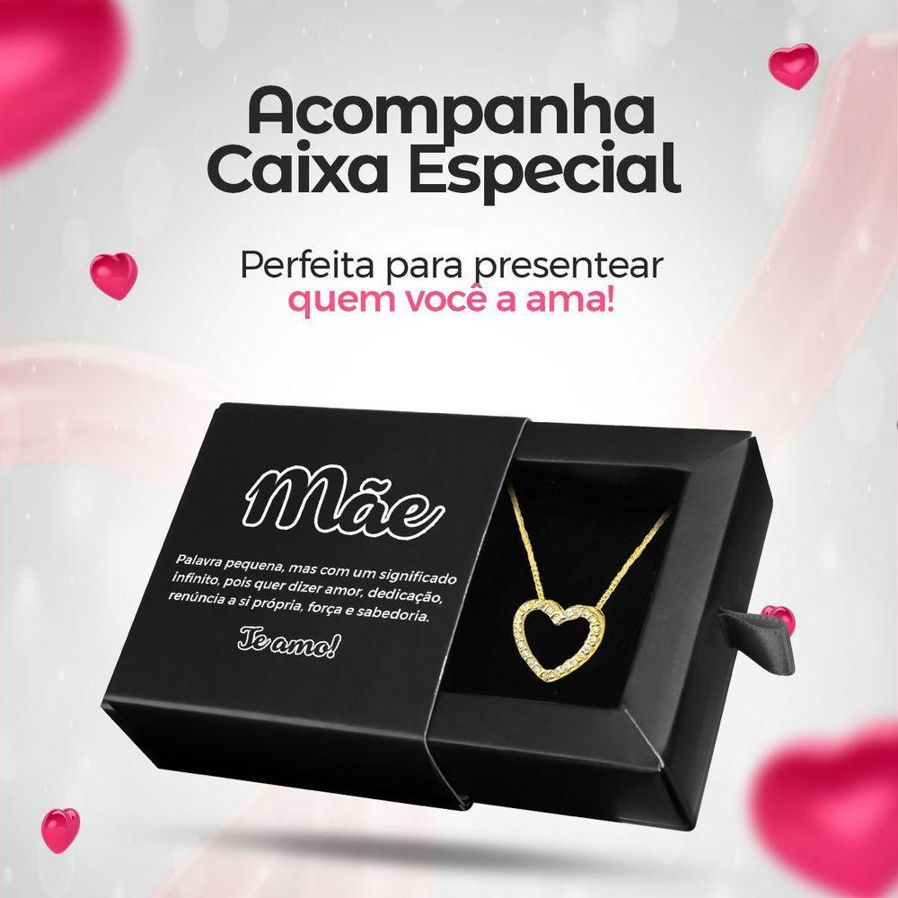 Coração Pingente Mãe + Caixa Corrente Feminina Banhado Moda Casual Qualidade Premium Presente Social - 6