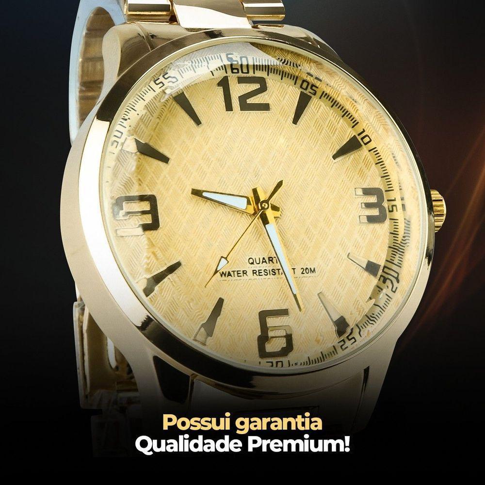 Feminino + Relogio Qualidade Prova Dagua Aço Banhado Original Dourado Ouro Social Presente - 3
