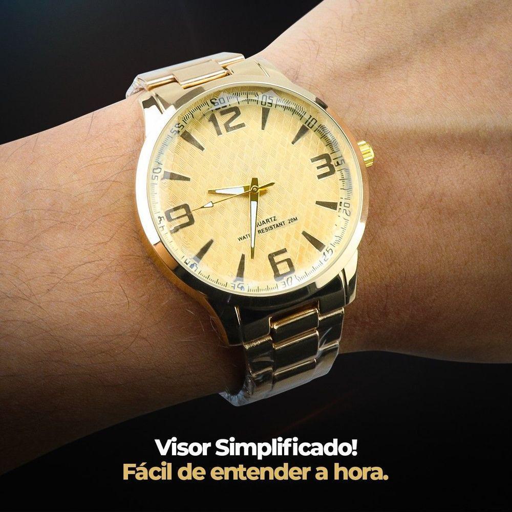 Feminino + Relogio Qualidade Prova Dagua Aço Banhado Original Dourado Ouro Social Presente - 5