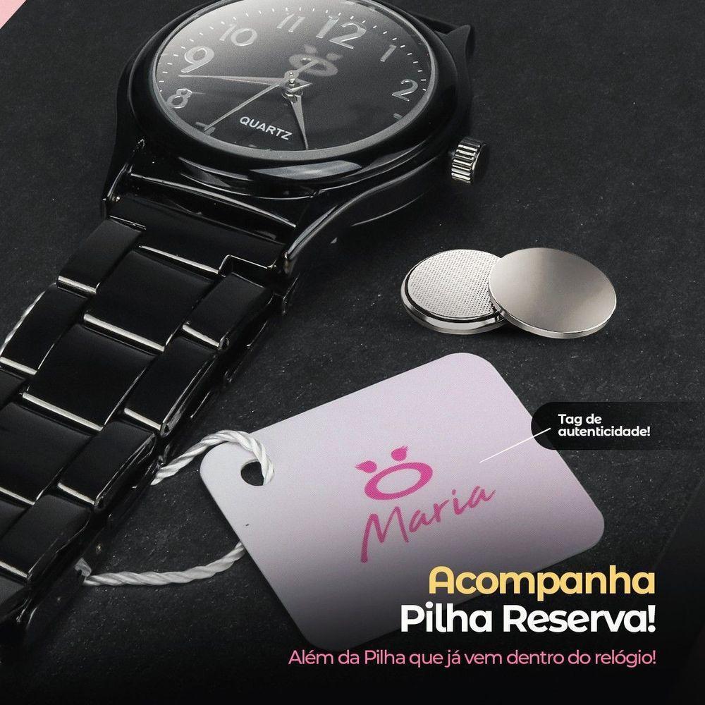 Feminino Relogio Analogico Preto + Aço Inox Qualidade Qualidade Social Presente - 2