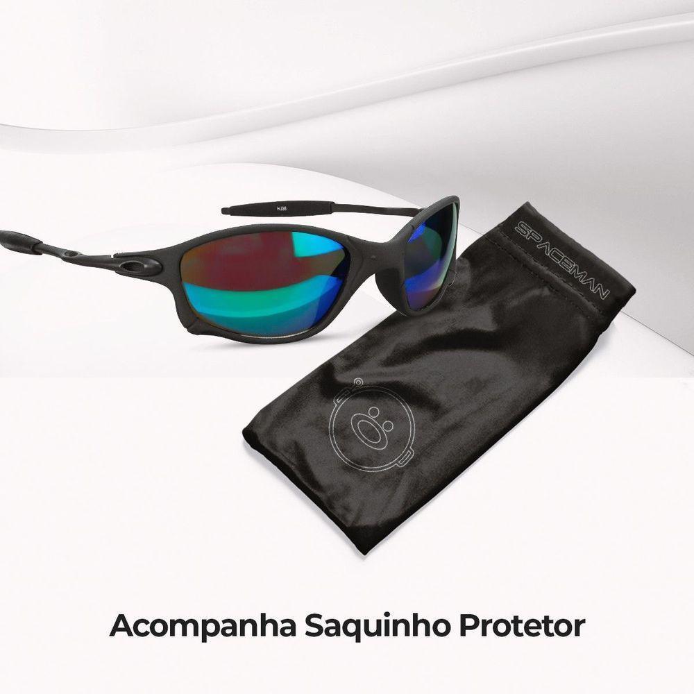 Oculos Sol Preto Metal Proteção Uv Lupa Verde Praia + Case Casual Lente Espelhada Estiloso Presente - 2