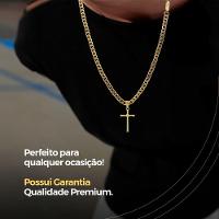 Pingente Cruz + Pulseira Grumet + Corrente Banhada Aço Inox Estiloso Moda Masculina Social Religioso - 3