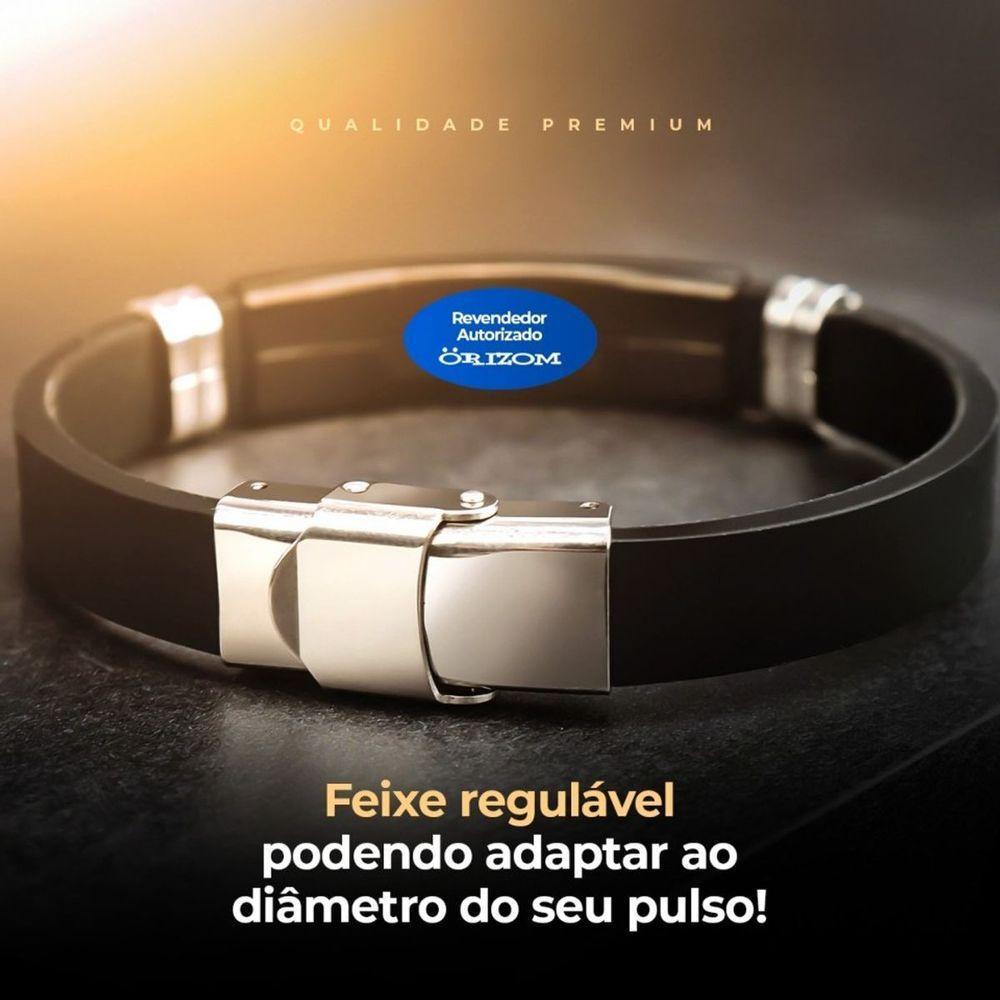 Pulseira Oração Pai Nosso Silicone Preta Placa Masculina Moda Masculina Social Qualidade Premium - 6