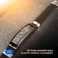 Pulseira Oração Pai Nosso Silicone Preta Placa Masculina Moda Masculina Social Qualidade Premium - 2