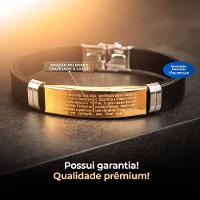 Pulseira Ouro Pai Nosso Banhada Masculina Dourada Silicone Moda Masculina Social Religioso Dourado - 8