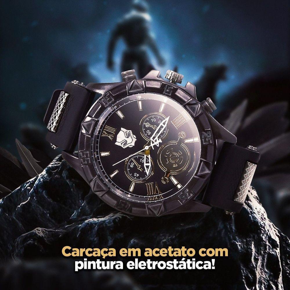 Relogio Masculino Aço Inox Pantera Preto + Cordão Corrente Casual Analogico Social Presente - 2
