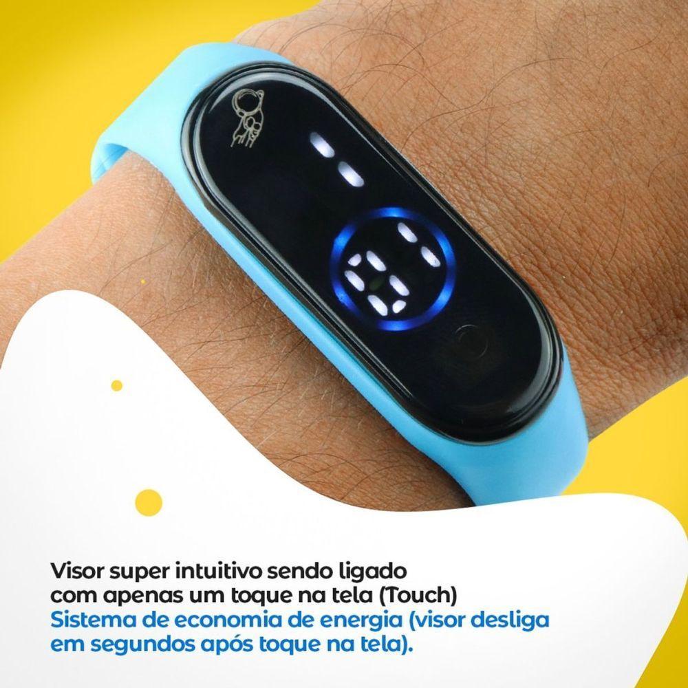 Relogio Digital Prova Dagua Bracelete Infantil Ajustavel Original Verde Agua Qualidade Data - 6