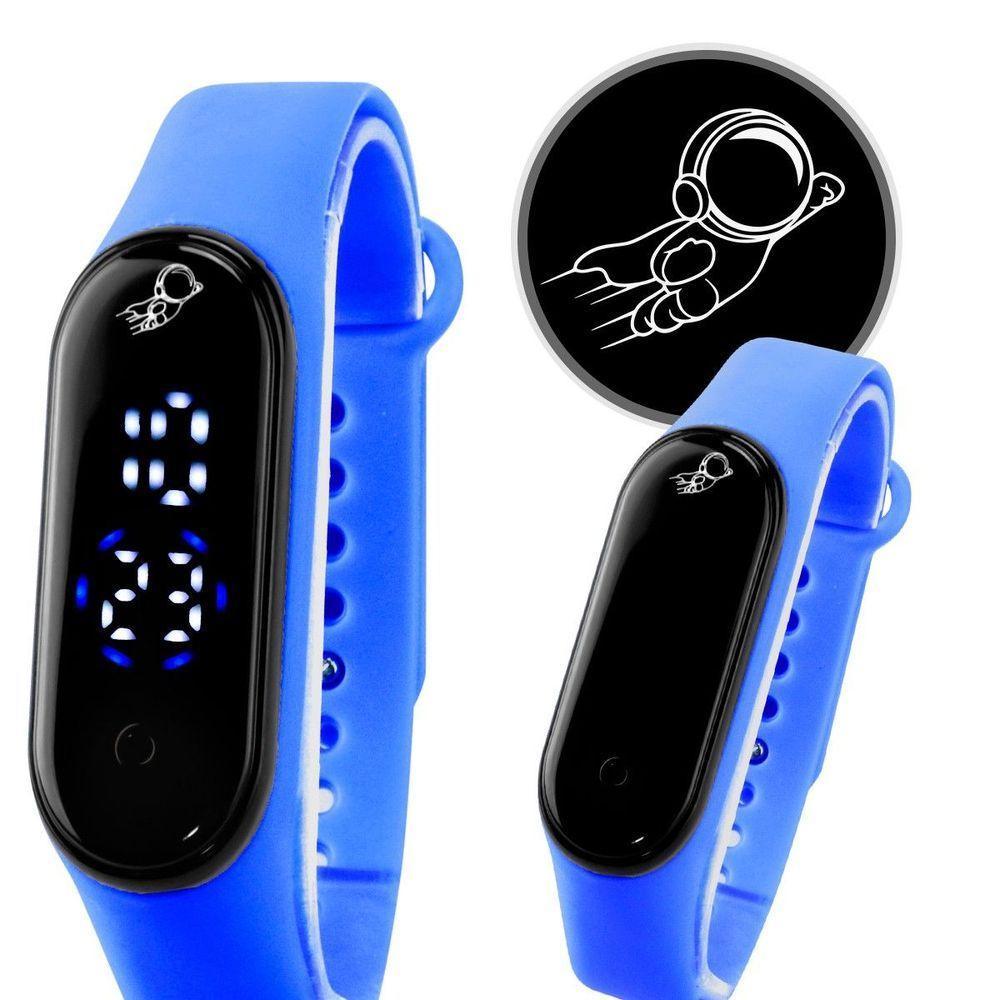 Relogio Digital Bracelete Infantil Prova Dagua Ajustavel Silicone Presente Azul Adolescente - 1