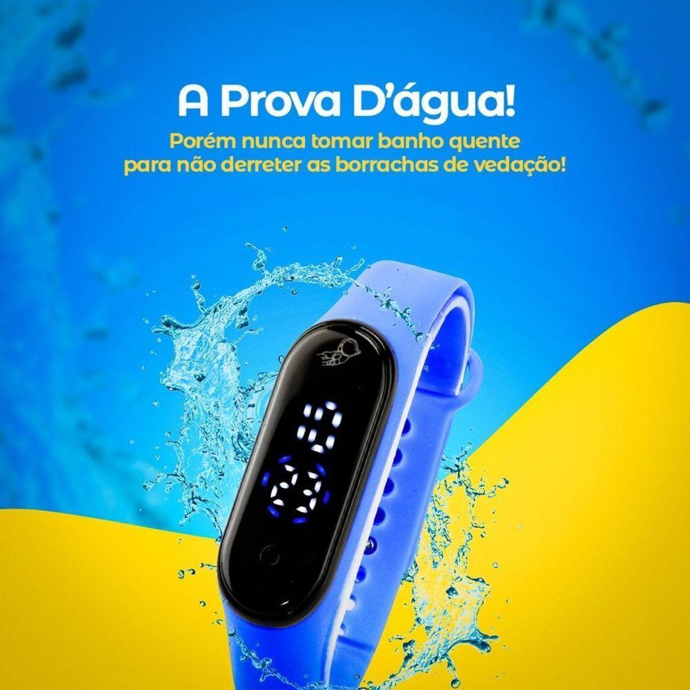 Relogio Digital Bracelete Infantil Prova Dagua Ajustavel Silicone Presente Azul Adolescente - 5