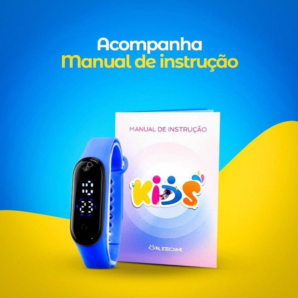 Relogio Digital Bracelete Infantil Prova Dagua Ajustavel Silicone Presente Azul Adolescente - 7