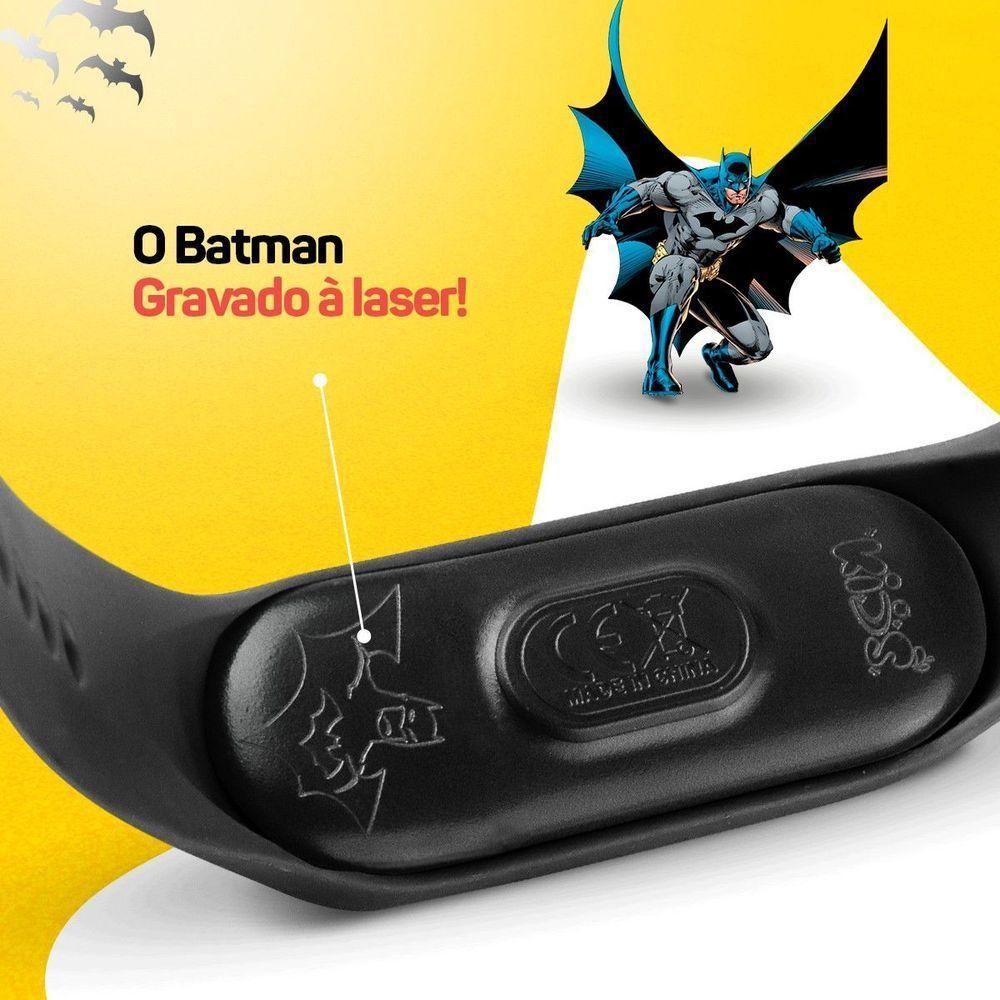 Relogio Digital Prova Dagua Bracelete Infantil + Batman Heroi Silicone Presente Preto Adolescente - 3