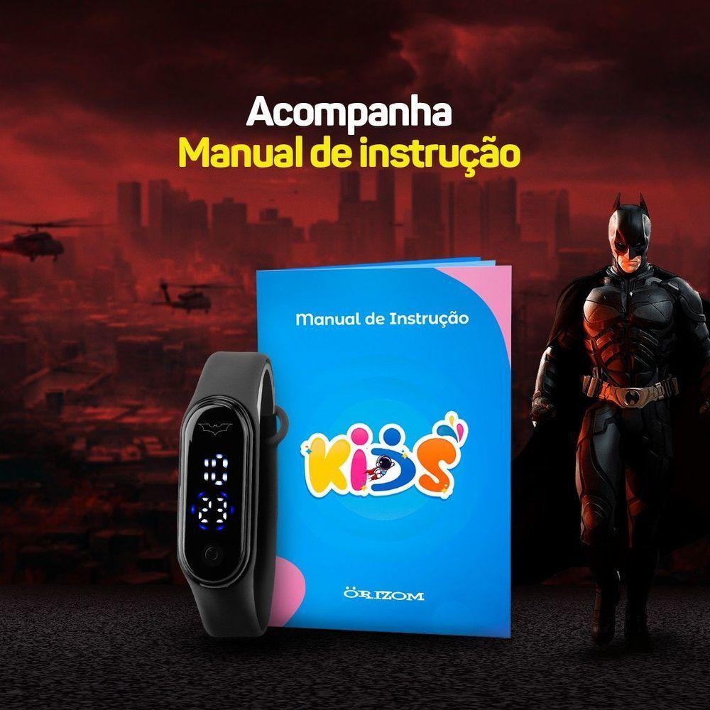 Relogio Digital Prova Dagua Bracelete Infantil + Batman Heroi Silicone Presente Preto Adolescente - 4