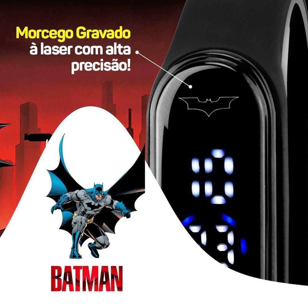 Relogio Digital Prova Dagua Bracelete Infantil + Batman Heroi Silicone Presente Preto Adolescente - 7