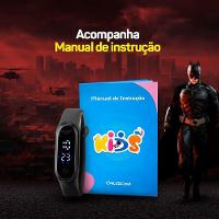 Relogio Digital Prova Dagua Bracelete Infantil + Batman Heroi Silicone Presente Preto Adolescente