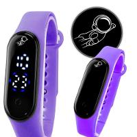 Relogio Digital Prova Dagua Bracelete + Ajustavel Infantil Original Data Lilas Silicone Criança Roxo - 1