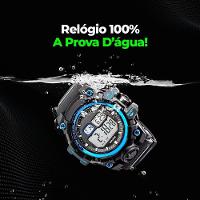 Relogio Digital Prova Dagua + Oculos Sol Proteção Uv Esportivo Cronometro Robusto Data Preto Azul - 8