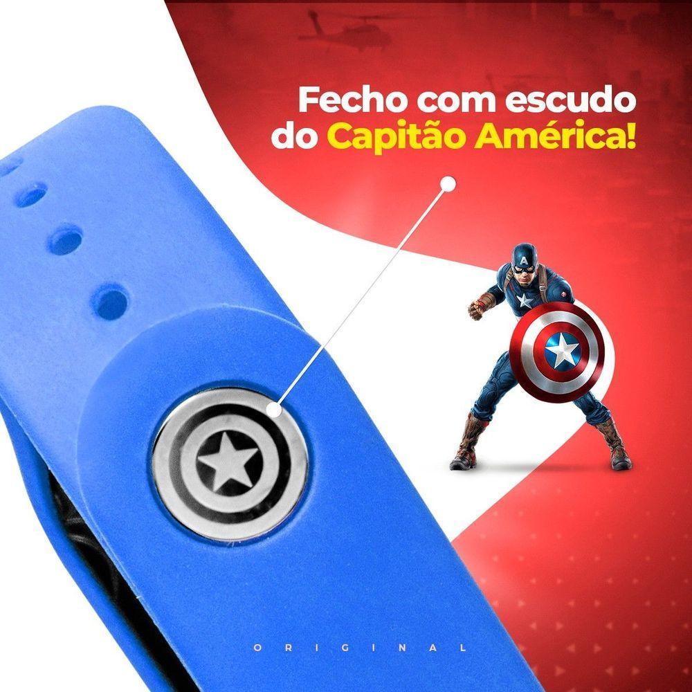 Relogio Digital Led Prova Dagua + Copo Capitao America Presente Pulseira Ajustavel Resistente Menino - 5