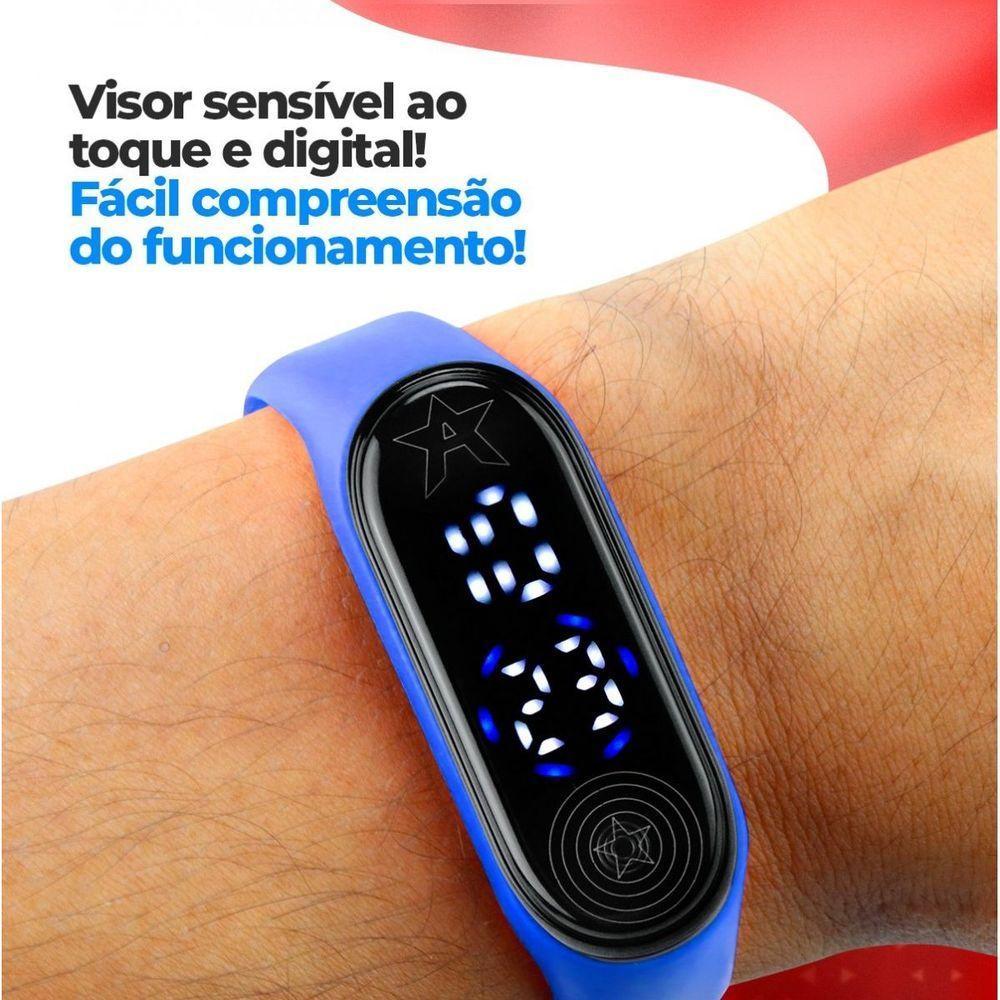 Relogio Digital Led Prova Dagua + Copo Capitao America Presente Pulseira Ajustavel Resistente Menino - 9