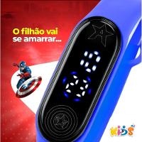 Relogio Digital Led Prova Dagua + Copo Capitao America Presente Pulseira Ajustavel Resistente Menino - 8