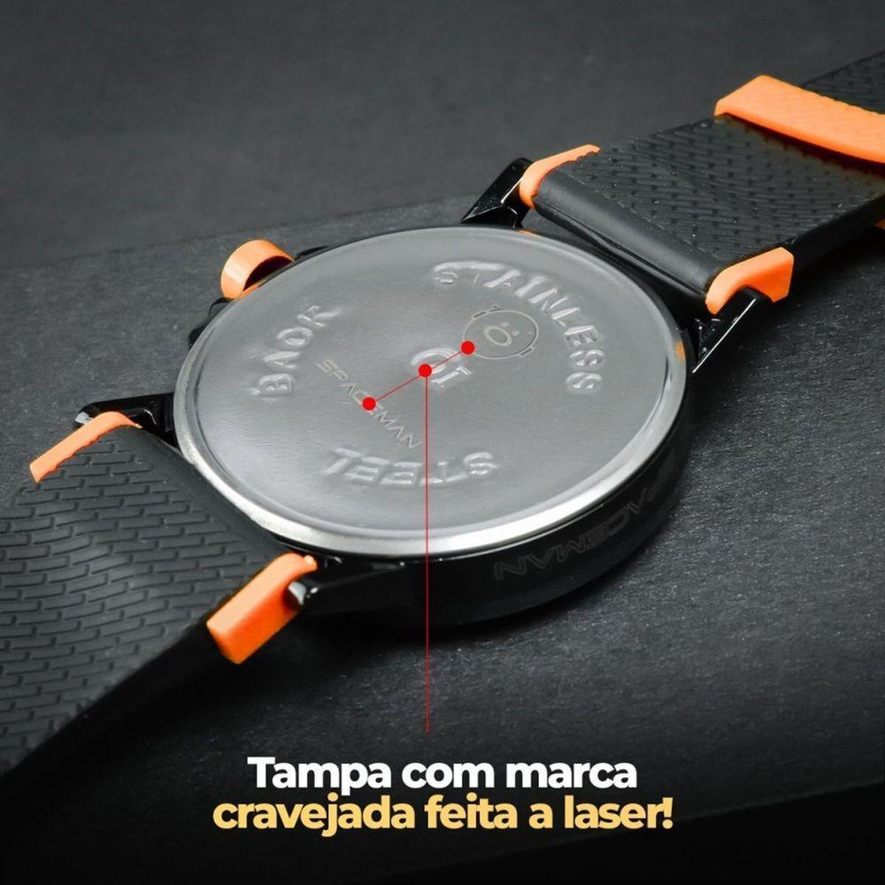 Relogio Aço Inox Preto Qualidade Social Original Ajustavel Casual Laranja Presente Analogico - 6
