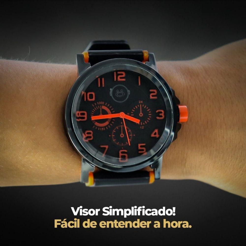 Relogio Aço Inox Preto Qualidade Social Original Ajustavel Casual Laranja Presente Analogico - 8