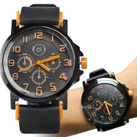 Relogio Aço Inox Preto Qualidade Social Original Ajustavel Casual Laranja Presente Analogico - 1