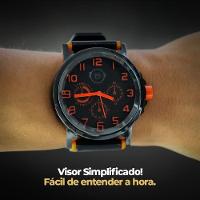 Relogio Aço Inox Preto Qualidade Social Original Ajustavel Casual Laranja Presente Analogico - 8