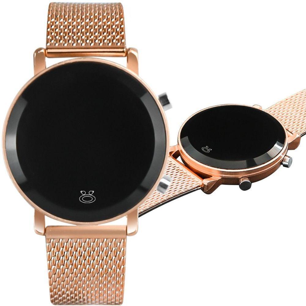 Relogio Digital Led Feminino Aço Inox Silicone Casual Moda Ajustavel Redondo Original - 1