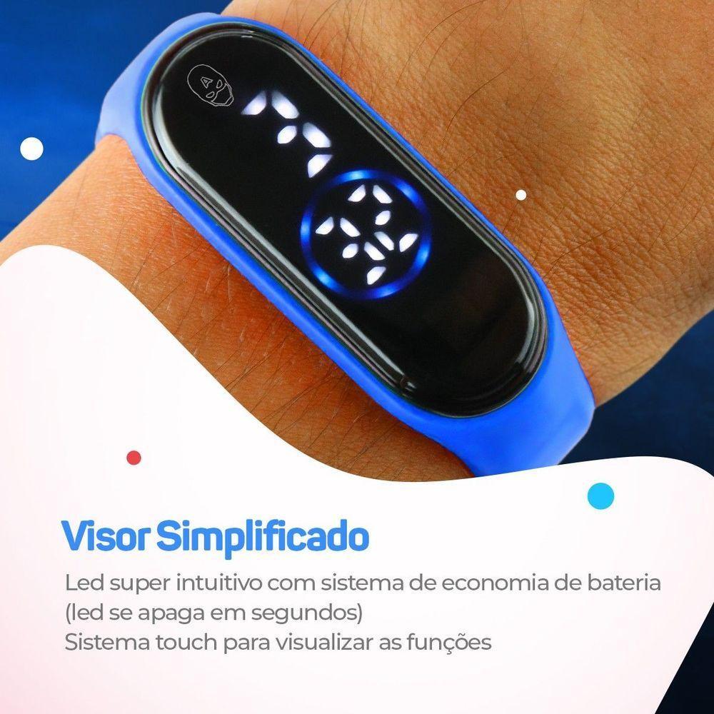 Relogio Digital Infantil Prova Dagua Heroi Capitao America Criança Presente Menino Azul Adolescente - 6