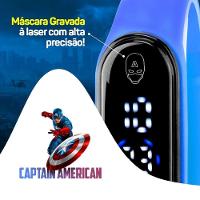 Relogio Digital Infantil Prova Dagua Heroi Capitao America Criança Presente Menino Azul Adolescente - 7