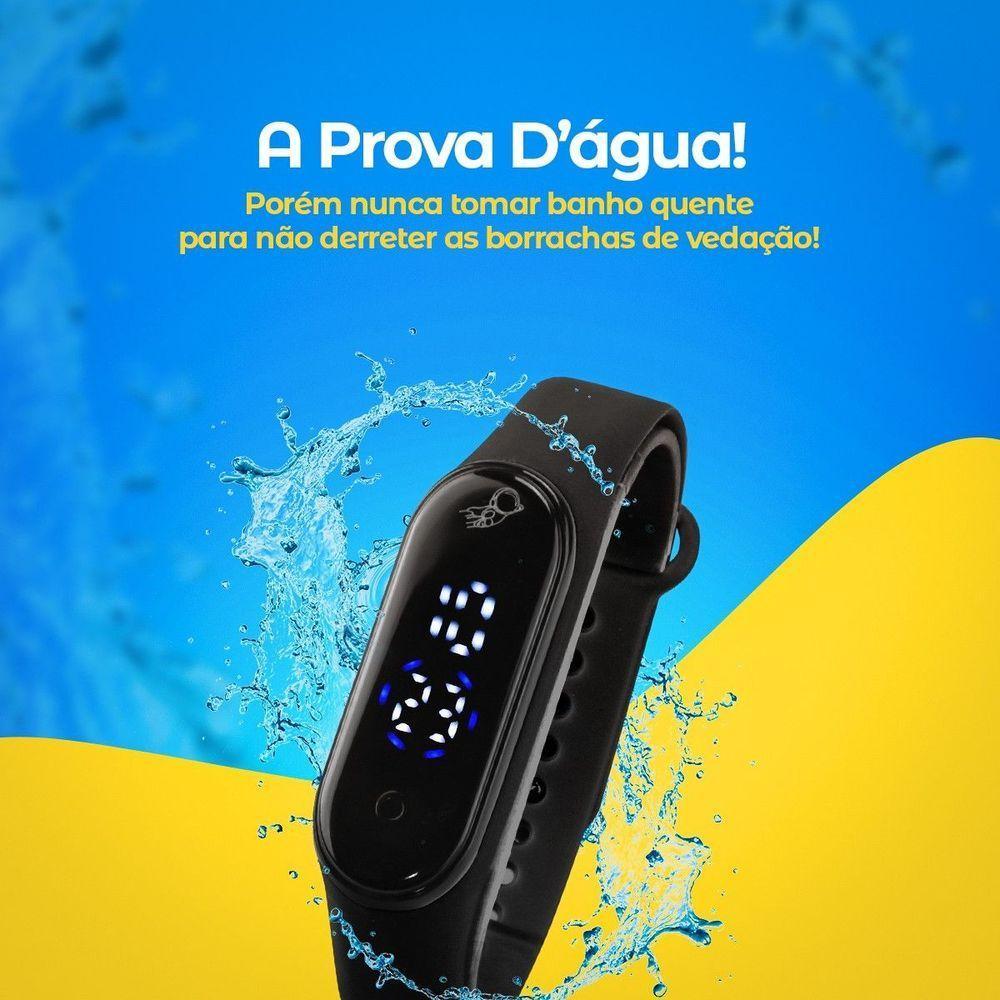 Relogio Infantil Digital Prova Dagua Bracelete Ajustavel Esportivo Preto Original Adolescente Data - 6