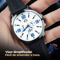 Relogio Grande Aço Inox Qualidade Preto Social Analogico Presente Branco Casual Ajustavel - 2