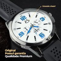 Relogio Grande Aço Inox Qualidade Preto Social Analogico Presente Branco Casual Ajustavel - 5