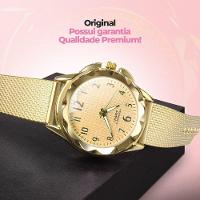 Relogio Dourado Prova Dagua Feminino + Relogio Aço Silicone Casual Original Social Combo Resistente