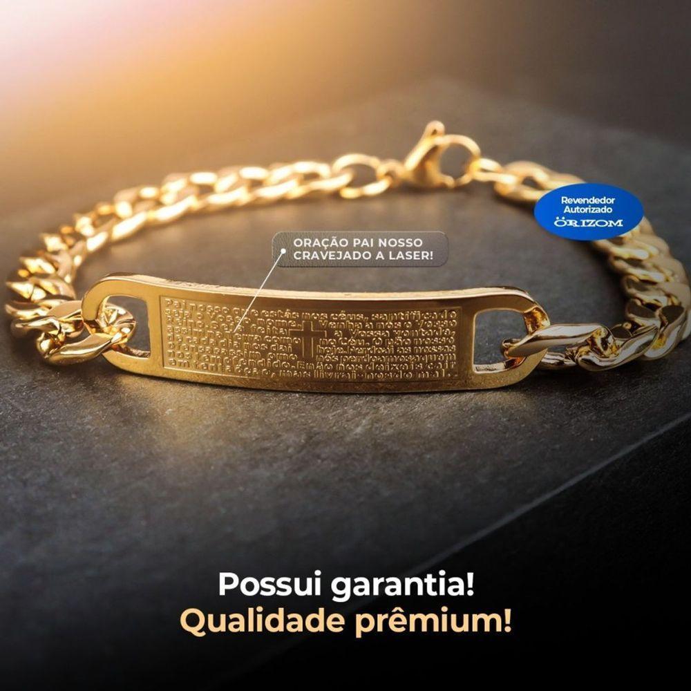 Relogio Dourado Prova Dagua + Pulseira + Caixa + Cordao Cruz Qualidade Presente Grande Ouro - 3