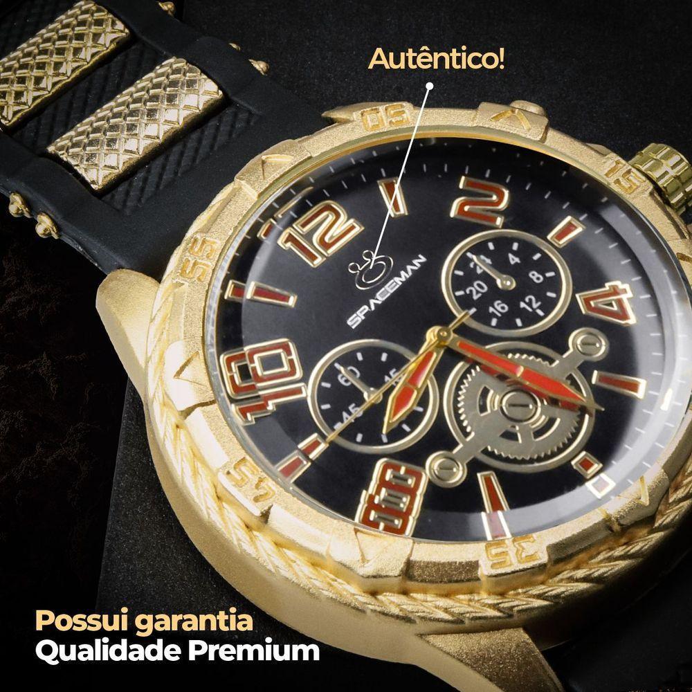 Relogio Dourado Masculino + Pulseira Analogico Religioso Preto Qualidade Pulseira Ajustavel - 4