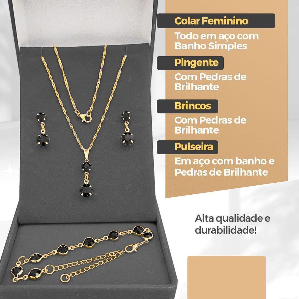 Relogio Feminino Preto Digital + Colar + Brincos + Caixa Casual Presente Silicone Pulseira Ajustável - 8