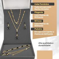 Relogio Feminino Preto Digital + Colar + Brincos + Caixa Casual Presente Silicone Pulseira Ajustável - 8