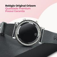Relogio Feminino Aço Inoxidavel Digital Led Silicone Strass Social Ajustavel Casual Preto Moda - 3