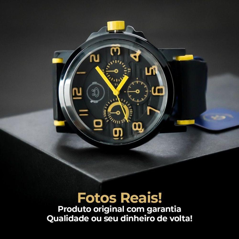 Relogio Silicone Qualidade Preto Aço Inox Grande Presente Casual Original Ajustavel Social - 5