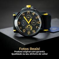 Relogio Silicone Qualidade Preto Aço Inox Grande Presente Casual Original Ajustavel Social - 5