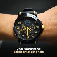 Relogio Silicone Qualidade Preto Aço Inox Grande Presente Casual Original Ajustavel Social - 6
