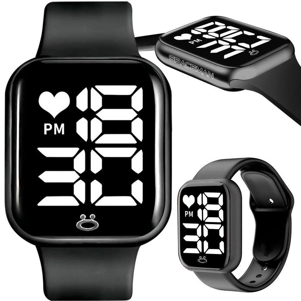 Relogio Silicone Digital Masculinoled Qualidade Relogioled Esportivo Quadrado Presente Preto - 2