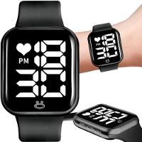 Relogio Silicone Digital Masculinoled Qualidade Relogioled Esportivo Quadrado Presente Preto - 1