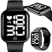 Relogio Silicone Digital Masculinoled Qualidade Relogioled Esportivo Quadrado Presente Preto - 2