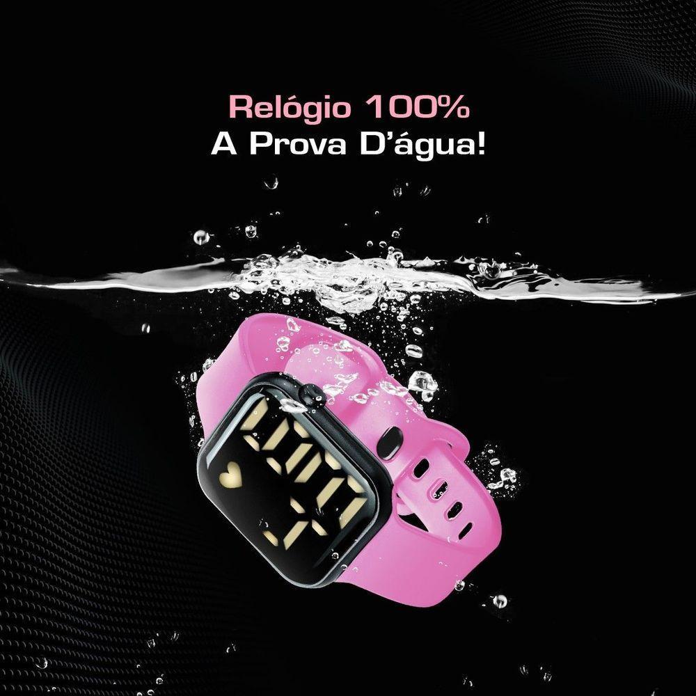 Relogio Rosa Digital Barbie Silicone Prova Dagua Infantil Adolescente Qualidade Led Menina - 2