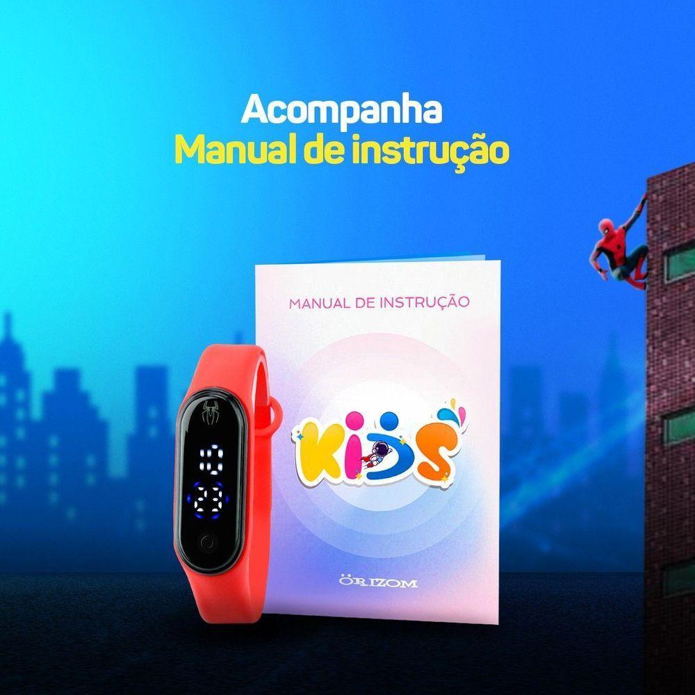 Relogio Prova Dagua Bracelete Homem Aranha + Digital Infantil Presente Vermelho Pulseira Ajustavel - 4