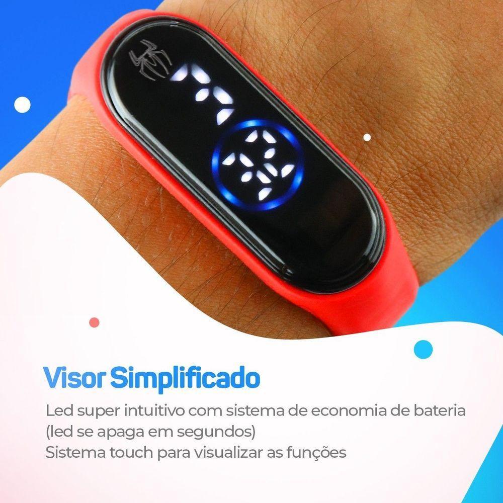 Relogio Prova Dagua Bracelete Homem Aranha + Digital Infantil Presente Vermelho Pulseira Ajustavel - 6
