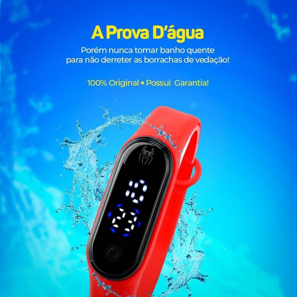 Relogio Prova Dagua Bracelete Homem Aranha + Digital Infantil Presente Vermelho Pulseira Ajustavel - 8